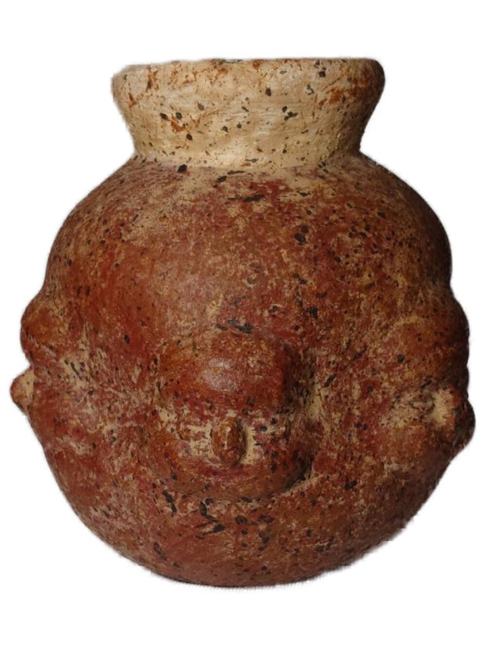 Colima Style Earthenware Terracotta Faces Pot Pre-Columbian Meso-American Style